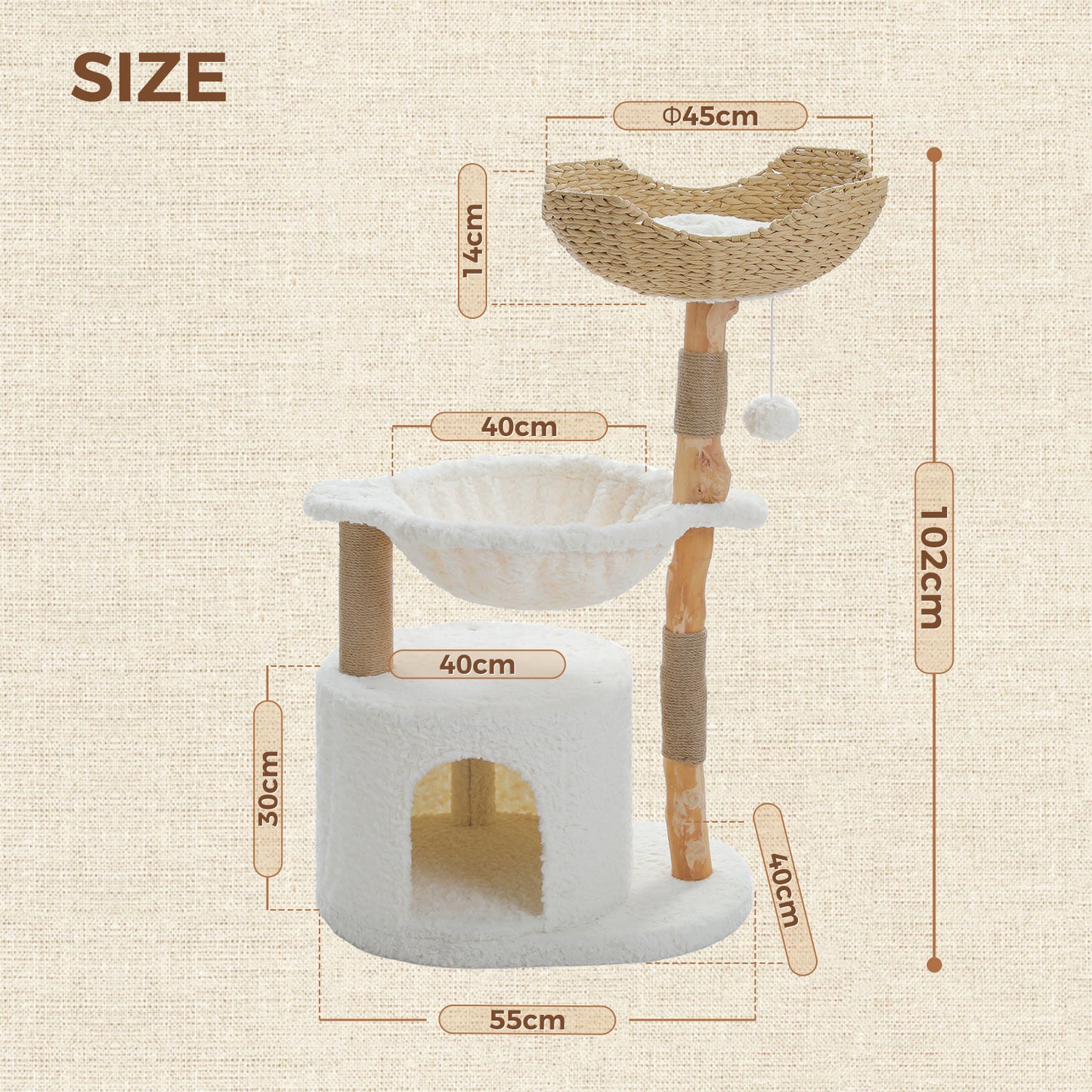 PAWZ Road | 102cm Tiragriffi di Legno puro