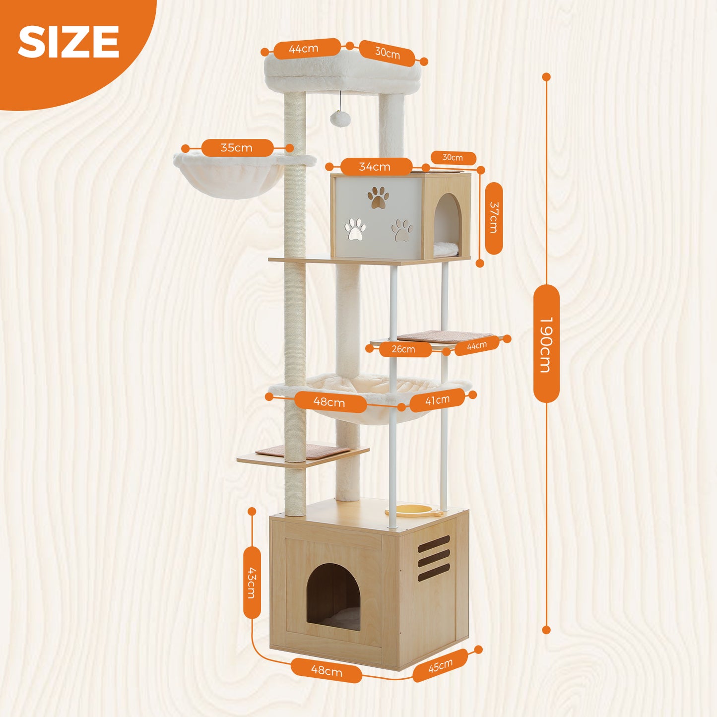 PAWZ Road | 190cm Tiragriffi XXL di Legno