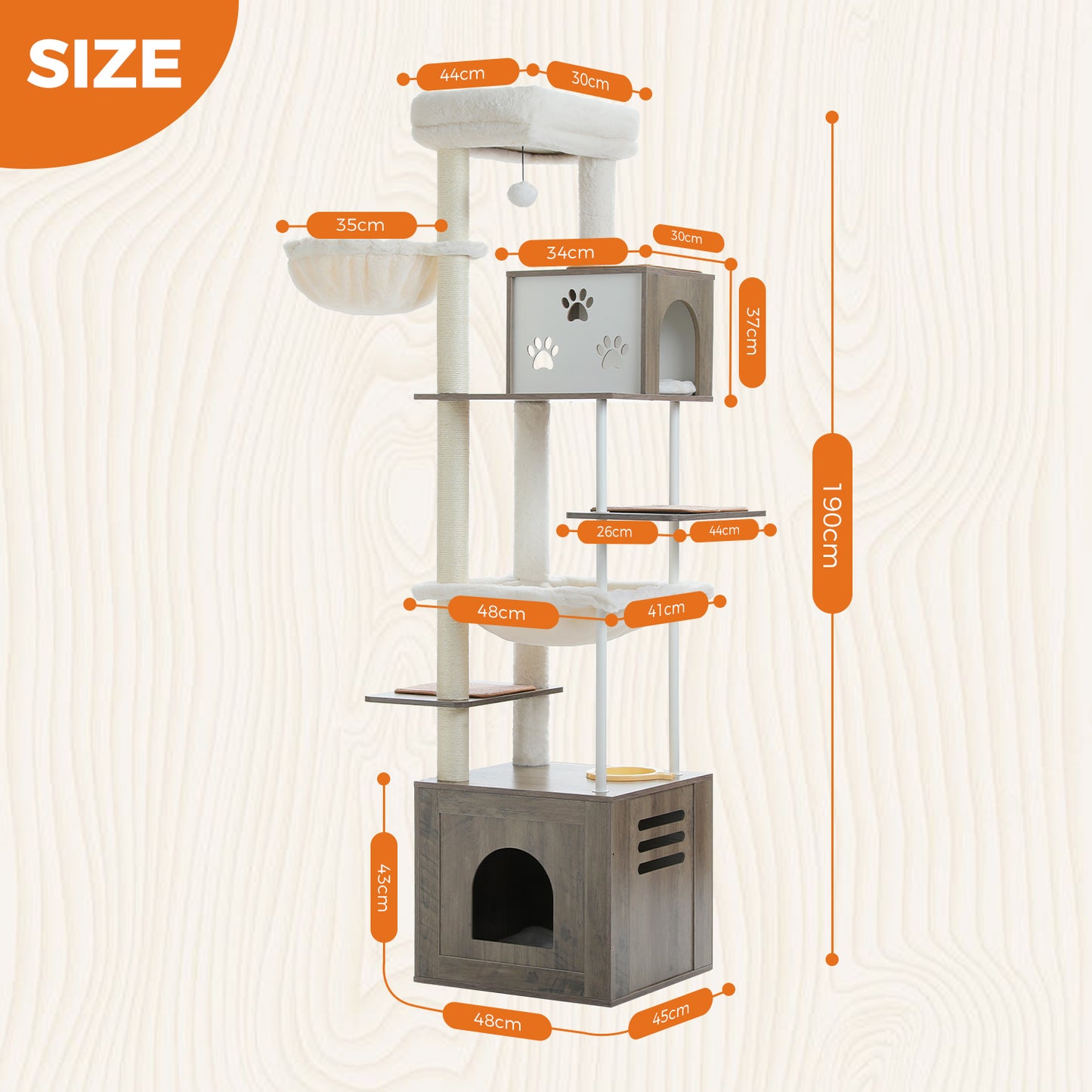 PAWZ Road | 190cm Tiragriffi XXL di Legno