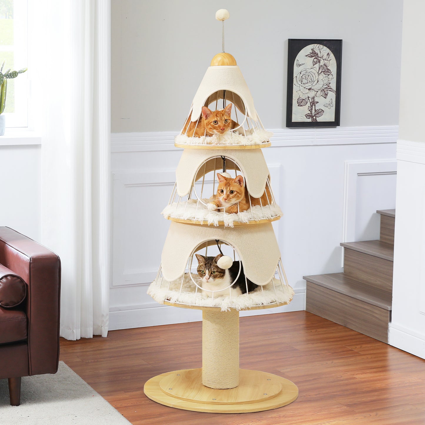 PAWZ Road | 130cm Tiragriffi a forma dell’albero di Natale a tre piani
