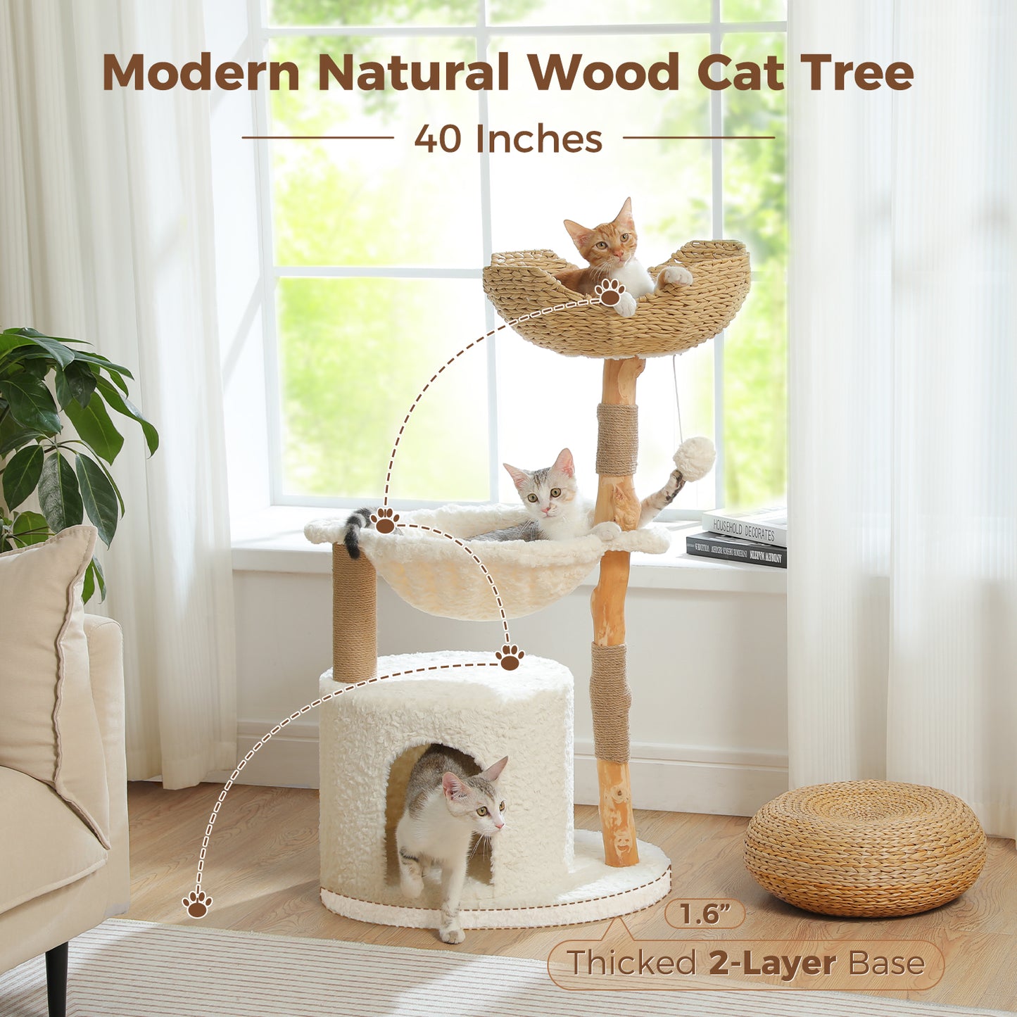 PAWZ Road | 102cm Tiragriffi di Legno puro