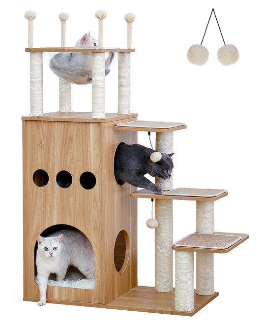 PAWZ Road | 130cm Albero con Tiragriffi per Gatti di legno