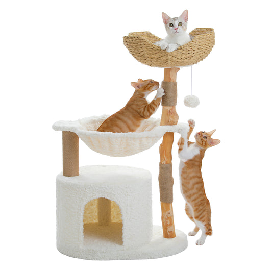 PAWZ Road | 102cm Albero con Tiragriffi per Gatti di Legno puro