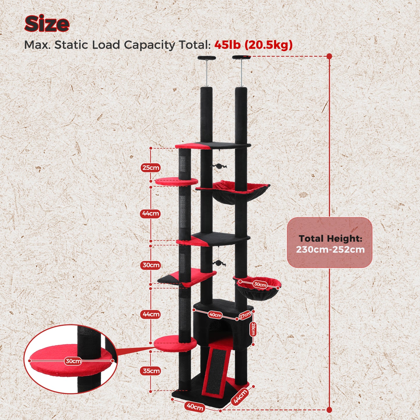 PAWZ Road | 230cm Tiragriffi estensibile al soffitto