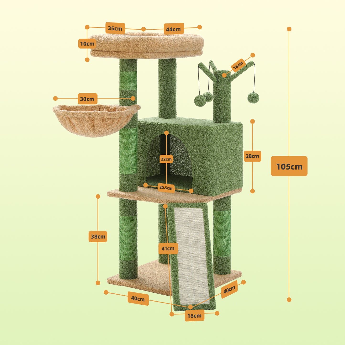 PAWZ Road | 105cm Albero di tiragriffi per gatti cactus serie