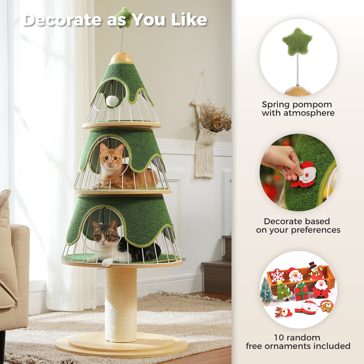PAWZ Road | 130cm Tiragriffi  a forma dell’albero di Natale a tre piani