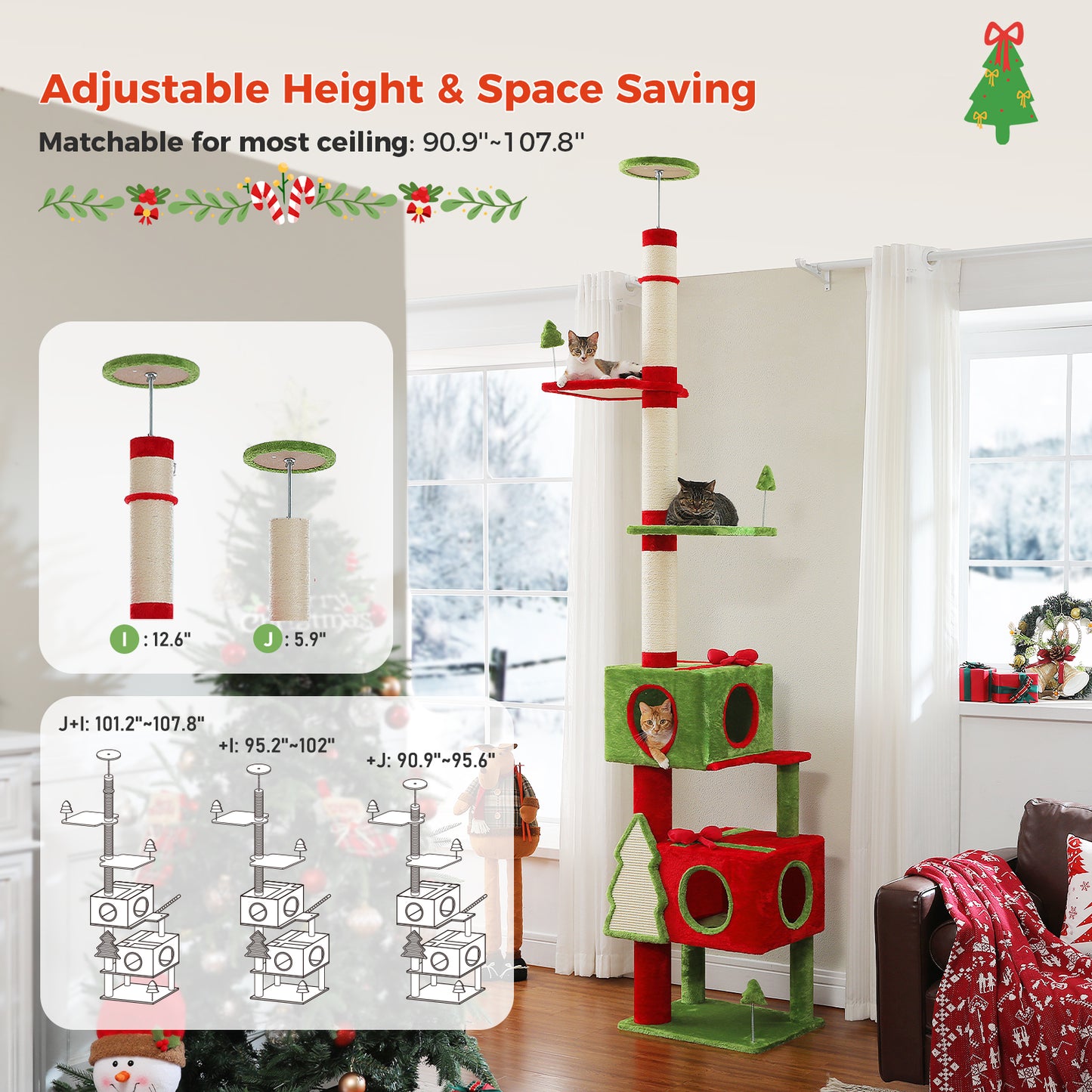 PAWZ Road | 275cm Tiragraffi per gatti edizione natalizio