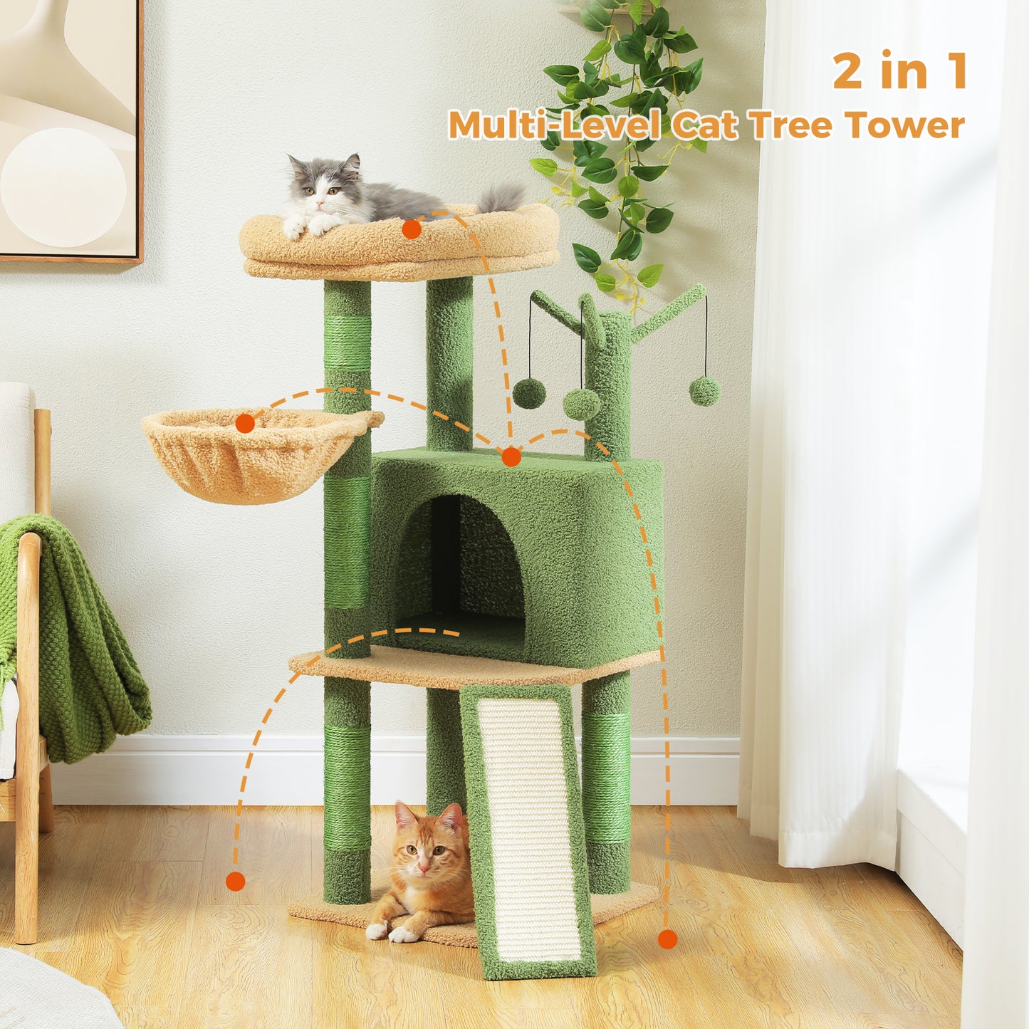 PAWZ Road | 105cm Albero di tiragriffi per gatti cactus serie