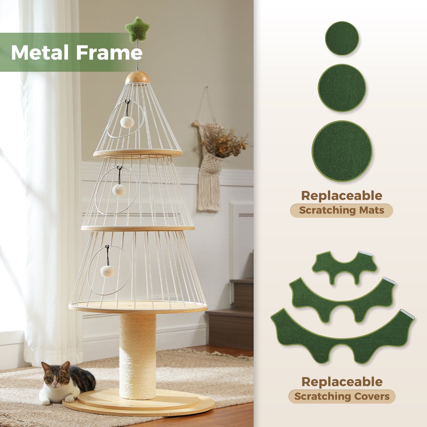 PAWZ Road | 130cm Tiragriffi  a forma dell’albero di Natale a tre piani