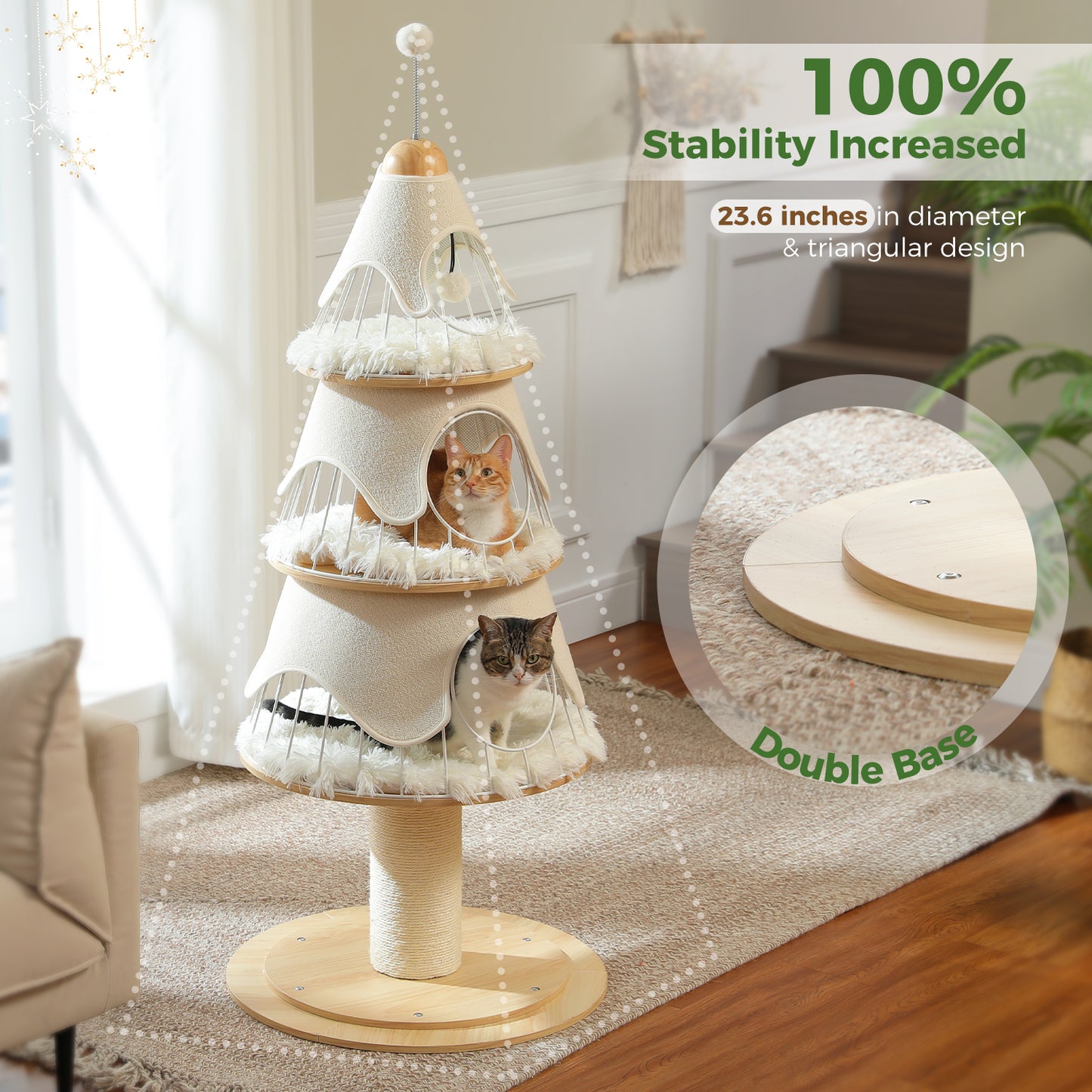 PAWZ Road | 130cm Tiragriffi  a forma dell’albero di Natale a tre piani