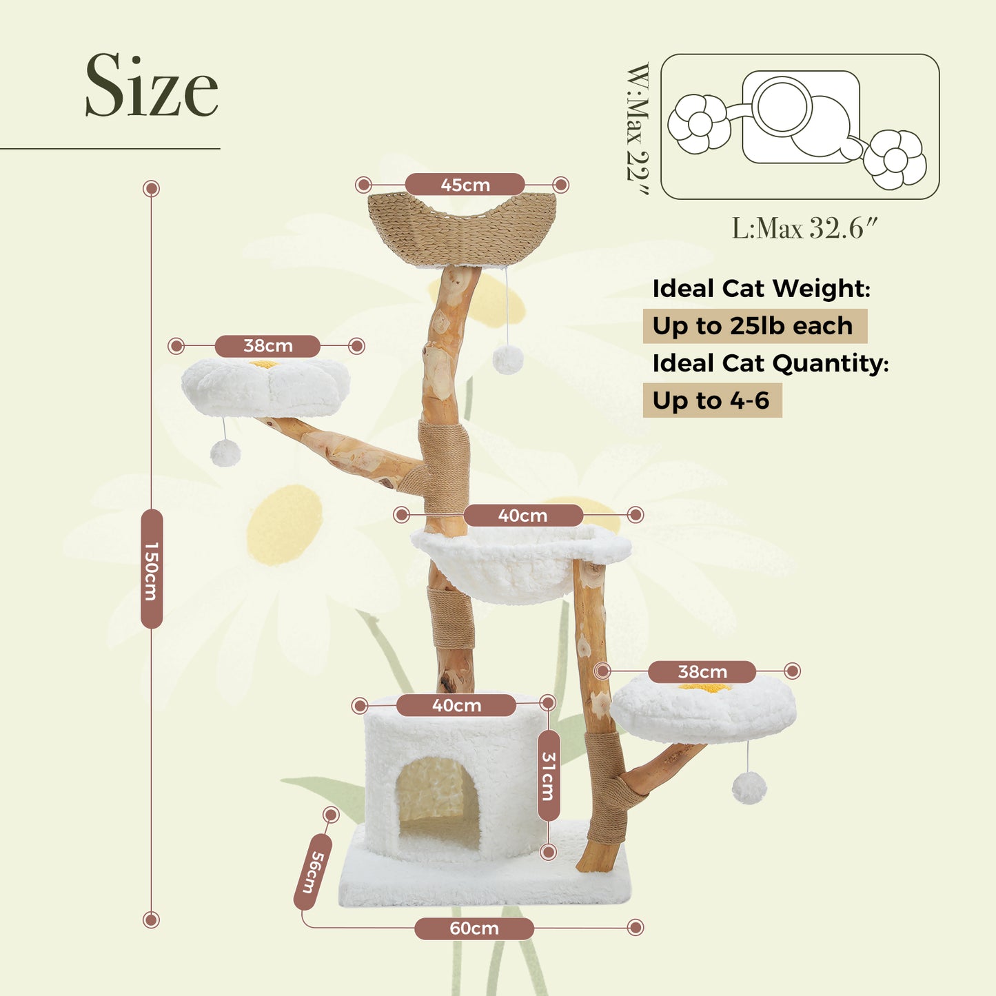 PAWZ Road | 150cm Tiragriffi XXL di legno puro