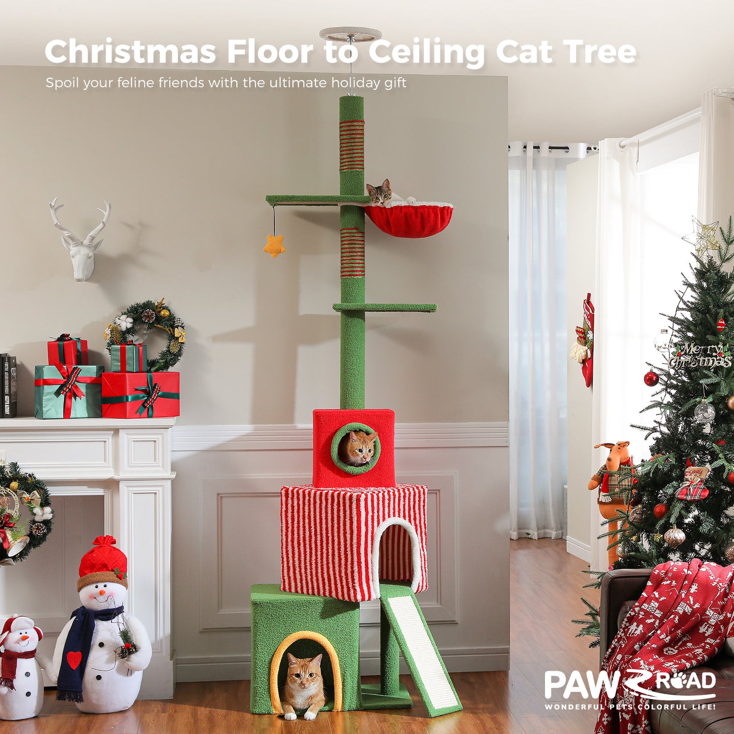 PAWZ Road | 240cm Albero di tiragraffi per gatti edizione natalizio