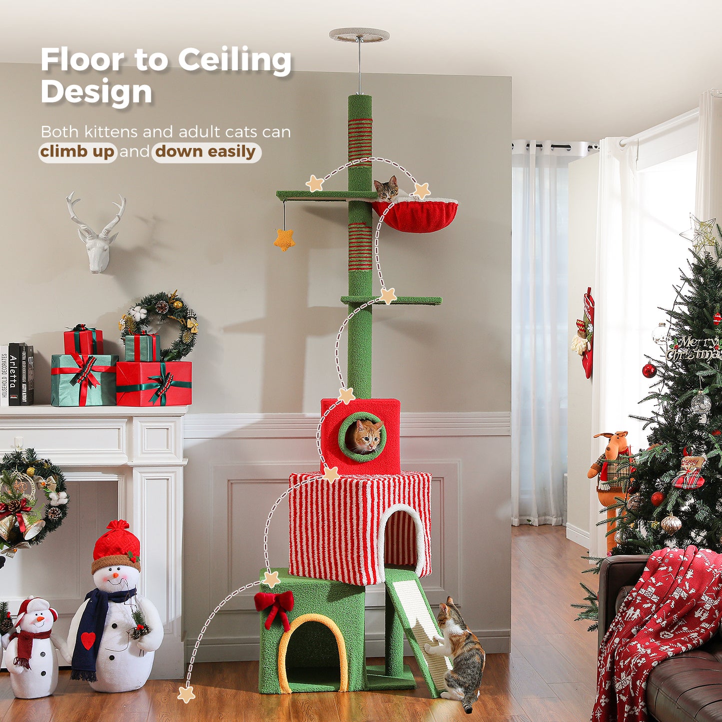 PAWZ Road | 240cm Albero di tiragraffi per gatti edizione natalizio